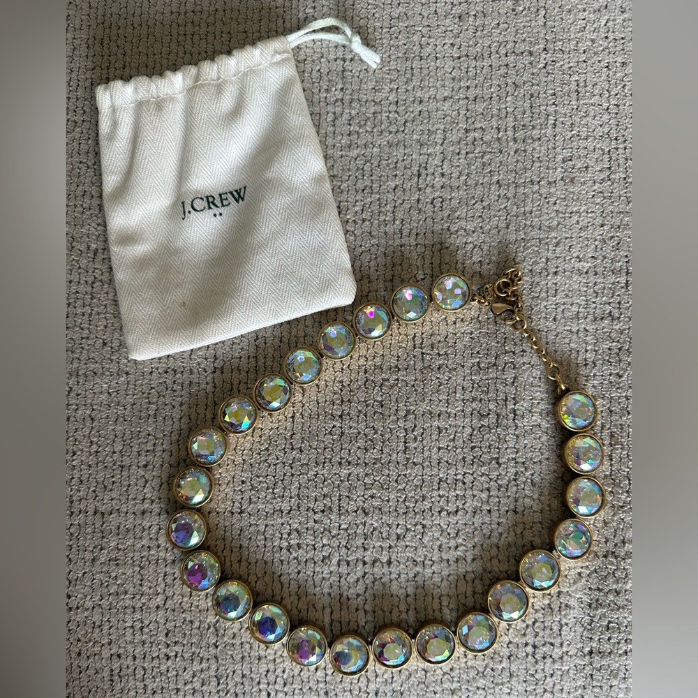 J. Crew Gold Necklace with Iridescent Stones